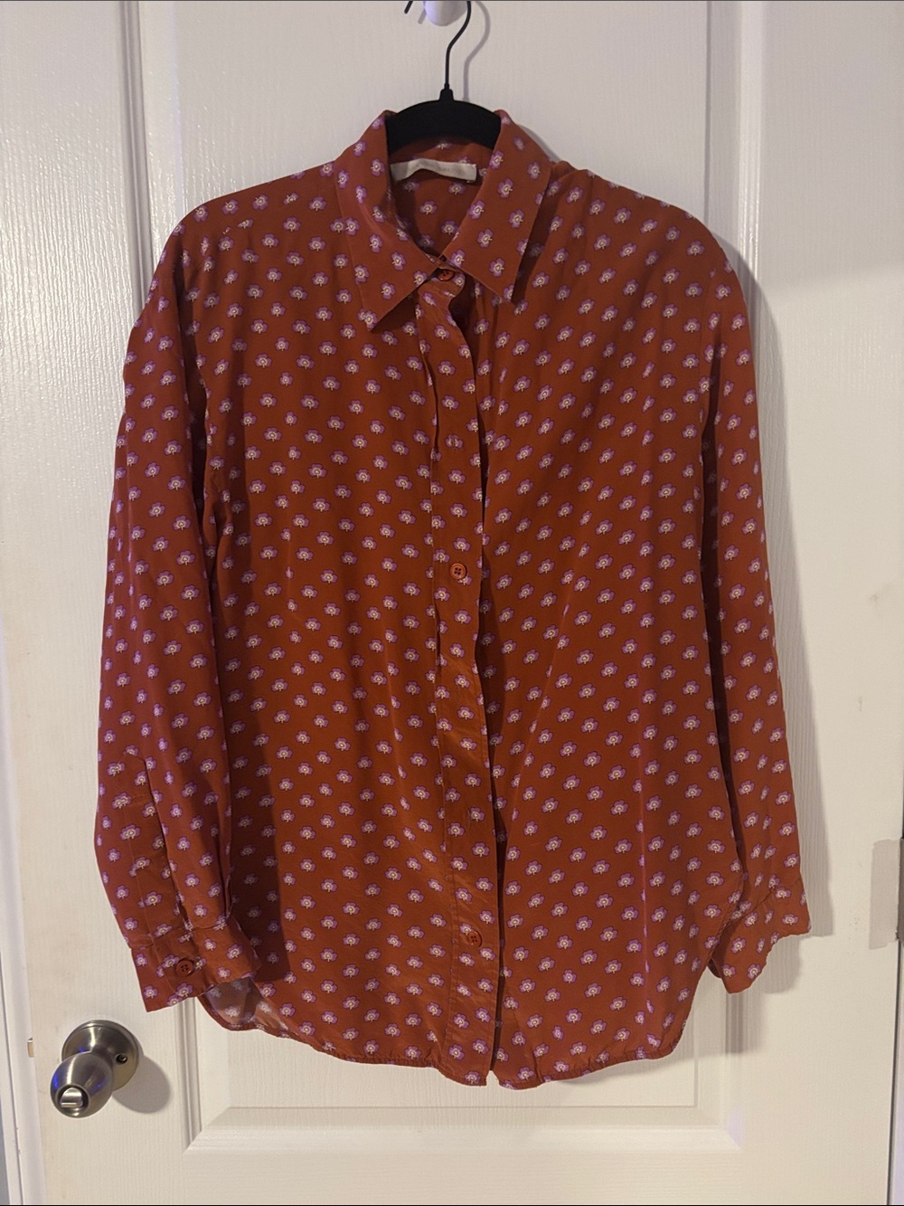 Vanessa Bruno Rust Shirt with Lilac Floral Print